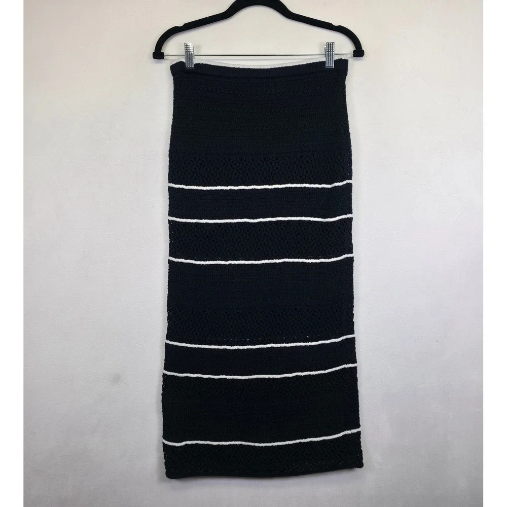 Abercrombie & Fitch Crochet Maxi Skirt Womens M Petite Boho‎ Coastal Open Knit